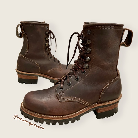 Frye Logger 8G Brown Leather Distressed Lace Up Lug Sole Work/Hiking Moto Boot - Picture 16 of 16